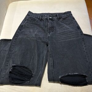 Black Relaxed Distressed Jeans